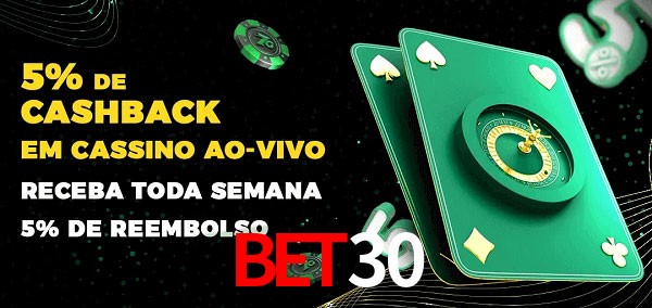 Promoções do cassino ao Vivo bet30